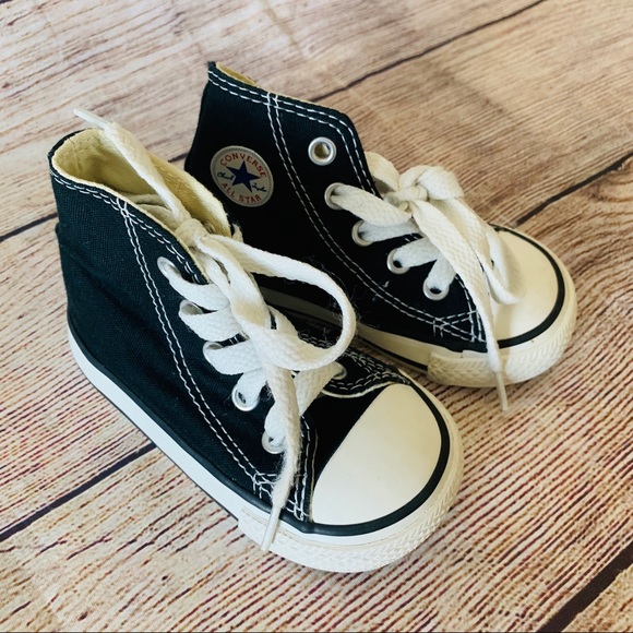black and white infant converse